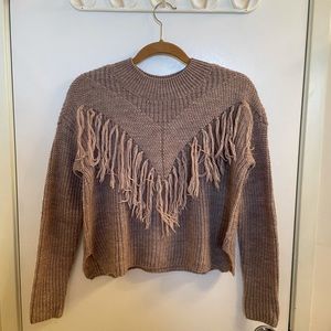 Brown shaggy knit long sleeve sweater